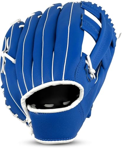 Baseball Glove for Adults & Youth | 10.5-12.5 Inch Training Outfield Mitt | Premium Synthetic Leather | Right-Hand Throw Baseball Softball - color: Blue, size: 11.5 inch