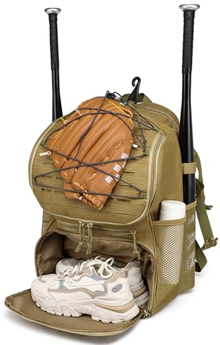 HAMBOLY Baseball & Softball Bag for Adult and Youth with Shoe Compartment, Waterproof Equipment Bag Backpack for Baseball Softball Bat Helmet, with Fence Hook Design