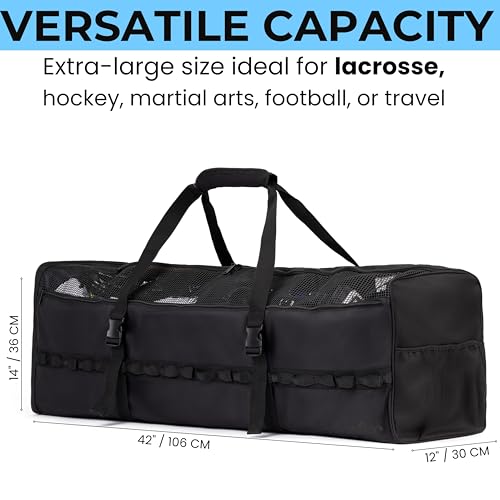 Athletico Lacrosse Duffel - Extra Large Lacrosse Bag - Holds All Lacrosse or Field Hockey Equipment (Black)