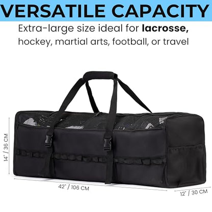 Athletico Lacrosse Duffel - Extra Large Lacrosse Bag - Holds All Lacrosse or Field Hockey Equipment (Black)
