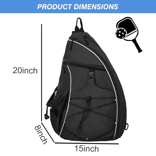 WOLT Pickleball Bag,Crossbody Sling Bags for Women Men,Pickleball Backpack with Fence Hook for Tennis, Racketball - color: Black
