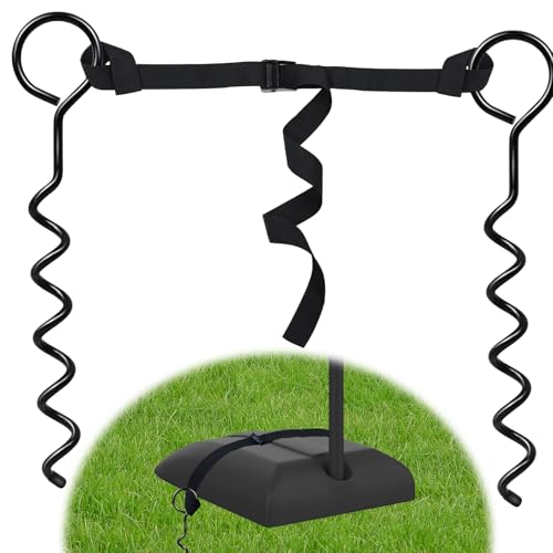 Basketball Goal Anchor Tie Down Kit High Wind Basketball Hoop Anchor for Secure Durable Court Setup Heavy Duty Trampoline Anchor Kit with Adjustable Strap for Mounting Trampoline Swing Tent - size: 2 Anchor and 1 Adjustable Strap