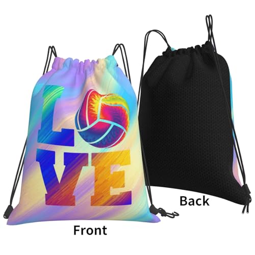 Love Volleyball Unisex Drawstring Backpack Bag Sport Gym Travel Swim Sackpack
