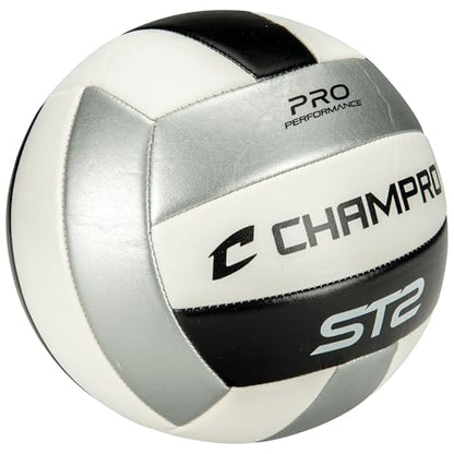 Champro ST2 Indoor/Outdoor Volleyball, Black, Gray