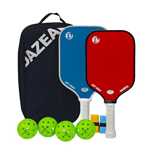USAPA Approved Pickleball Paddles (2-Pack) – Fiberglass Surface & 16MM Honeycomb Core Non-Slip Grip for All Levels Lightweight Rackets for Men & Women - color: Red&Blue Set