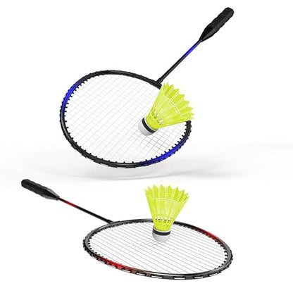 KH Badminton Rackets Set of 2 4 6 for Adults Kids,Beach Lawn Backyard Game Outdoor Sports,Racquets,Shuttlecocks & Carry Bag Included - color: Black, Red, Blue (4 Player)