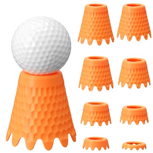 8 Pack Golf Simulator Tees, TPU Golf Tees 1/4"-2" Height, Durable Practice Tee for Indoor Outdoor Winter Training, Driving Range & Turf Mats - color: Orange