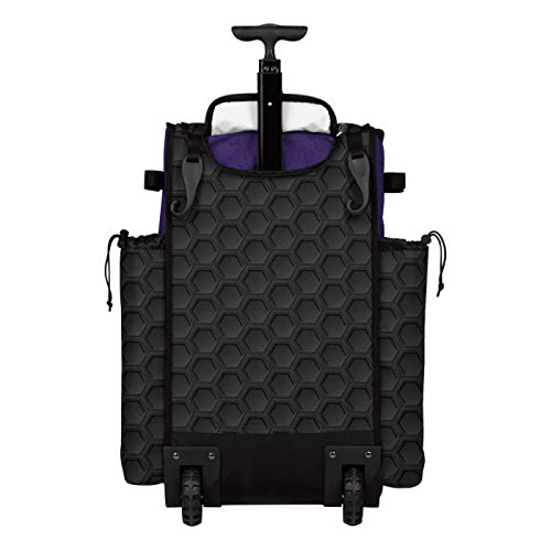 Boombah Rolling Superpack 2.0 3DHC Baseball/Softball Gear Bag - 23-1/2" x 13-1/2" x 9-1/2" - Multiple Colors - Telescopic Handle and Holds 4 Bats - Wheeled Version - color: Black/Purple