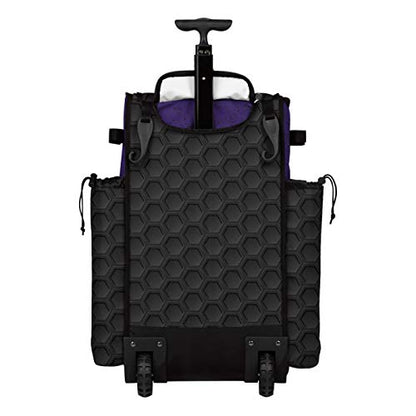 Boombah Rolling Superpack 2.0 3DHC Baseball/Softball Gear Bag - 23-1/2" x 13-1/2" x 9-1/2" - Multiple Colors - Telescopic Handle and Holds 4 Bats - Wheeled Version - color: Black/Purple