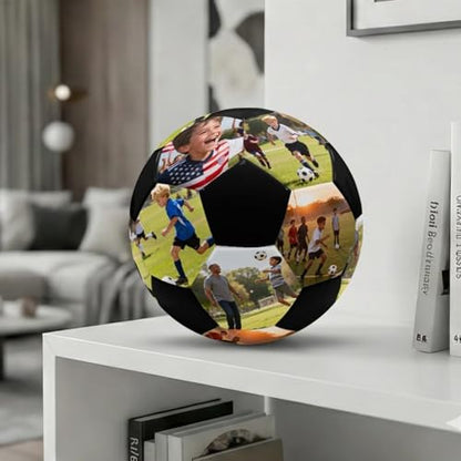 PU Leather Soccer Customized Photo Text Logo Soccer Size 5 Ideal Gift for Boys Girls Football The Room Decorated