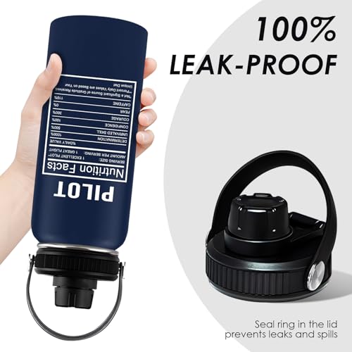 Pilot Water Bottle 32oz, Aviation & Airplane Gifts For Men, Pilot Gauges Gear Tumbler Airplane Gift, Birthday Father's Day Christmas Pilots Gifts For Aviation Dad Son Husaband Him - color: Pilot