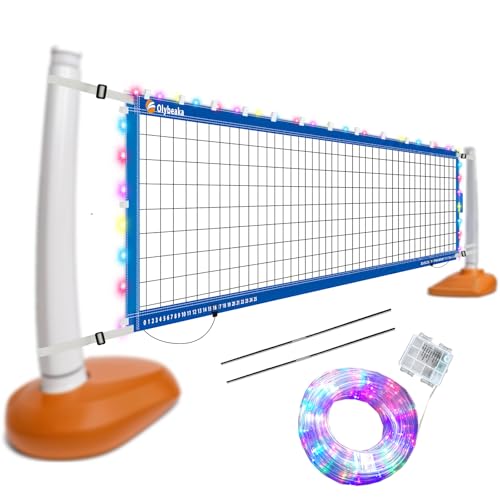 Reinforced Anti-UV Replacement Pool Volleyball Net Only with Scoring Clamps, 15 ft Net - Easy Set Up and Long Lasting - style: pool volleyball net with led
