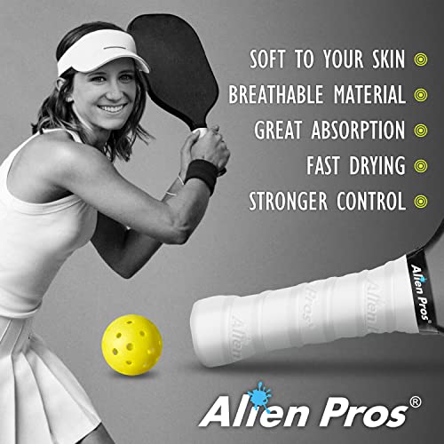 ALIEN PROS Pickleball Overgrip (4-Pack) with Ridges for Better Grip Control - Precut and Dry Feel Pickleball Grip Tape - Non-Slip Pickleball Paddle Grip Tape for High Performance - color: White