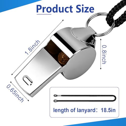 SPORTIC 3 Pack Stainless Steel Whistles with Lanyard, Loud & Clear Sound Whistles for Coaches, Referees – Ideal for Soccer, Basketball, Gym, Outdoor Safety, Training, & Survival