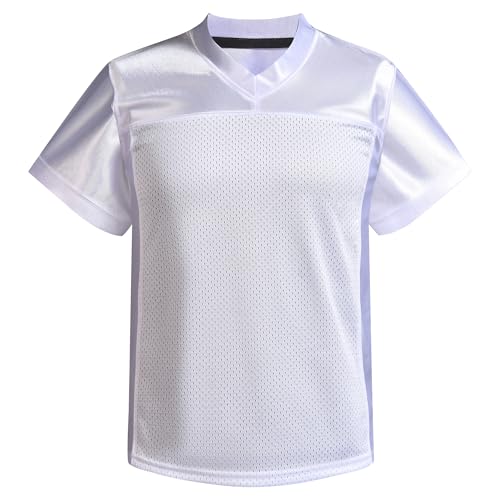 Youth Blank Football Jersey,Boy's Mesh Athletic Practice Footabll Shirts,Blank Footabll Jerseys for Kids S-XL - color: White, size: Medium
