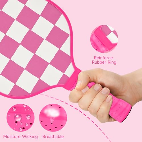 Pink Pickleball Paddles Set of 2/4, USAPA Approved Fiberglass Pickle Ball Set with 2/4 Cute Lightweight Pickleball Rackets, 2 Indoor &2 Outdoor Balls, 1 Pickleball Bag for Women, Beginner, Youth