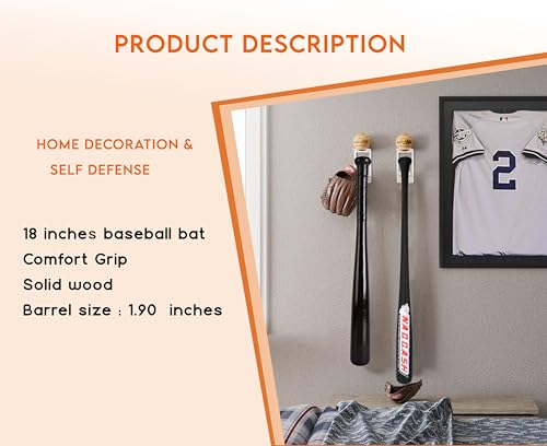 Maple Wood 18 inch Baseball Bat Self-Defense Softball Bat Home Defense Lightweight for Youth & Adult in 10-oz - only for Self Defense & Home