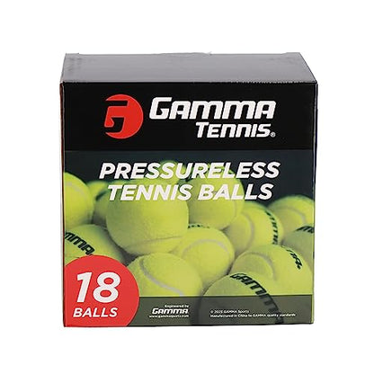 GAMMA Sports Pressureless Tennis Balls Box - Ideal for Practice, Teaching, and Training with High-Visbility Felt - Indoor and Outdoor Court Play - 48 and 75 Pack Sizes - style: Box of 18