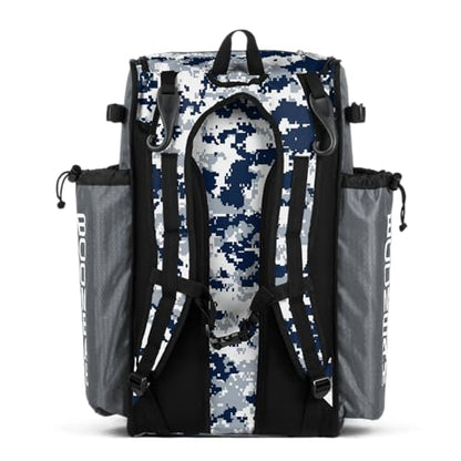 Boombah Superpack Bat Pack - Backpack Version (no wheels) - Holds 4 Bats - Camo Series - Multiple Color Options - color: Gray/Navy