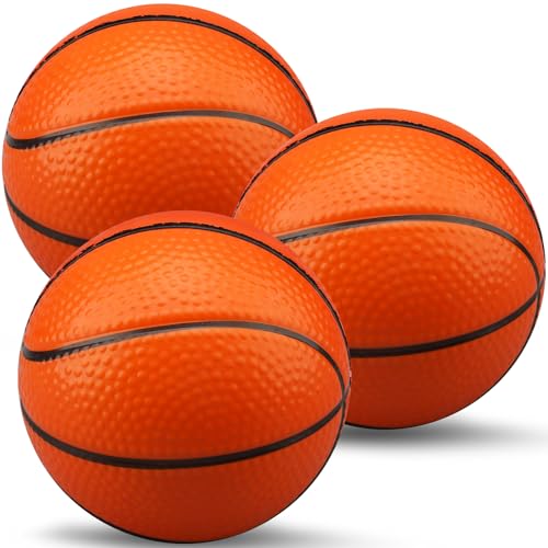 LNCOJOLM Mini Foam Basketball Replacement Ball for Indoor Hoop, Orange Silent Soft Squeeze Stress Ball Quiet Bouncy Toy for Kids Toddler, Beach Pool Indoor Outdoor