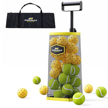 Tennis Ball Picker Upper, 30 Pickleball Picker Upper, 42 Tennis Ball Collector, Portable Pickleball Retriever for Easy Collection & Storage