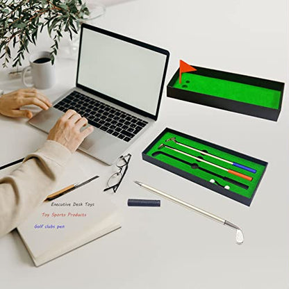 SANTA CASA Golf Pen Set & Mini Desktop Golf Putting Green Game, Funny Gifts for Golfers Adults Teens Boss Coworkers, Office Desk Toy, Stocking Stuffers, Stress Relief Gadget