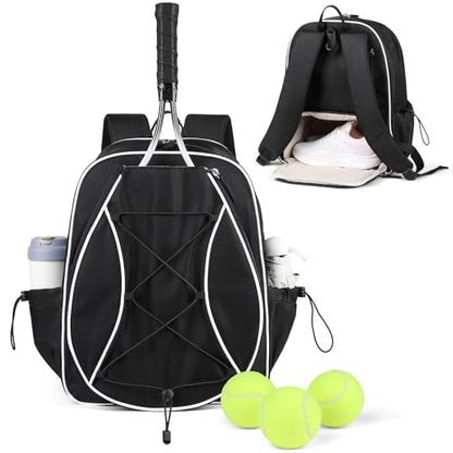 Marvolia Tennis Bags for Women Men, Tennis Backpack Holds 2 Rackets with Ventilated Shoe Compartment & Wet Pocket, Tennis Racket Bag Backpack for Pickleball Tennis Badminton - color: Black