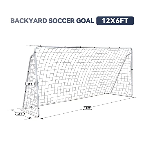 ZENY Portable Soccer Goal for Backyard,12x6 / 10x6.5 / 8x5 / 6x4 ft Kids Adults Soccer Net and Frame for Home Backyard Practice Training Goals, Soccer Training Equipment - style: 12 x 6 FT