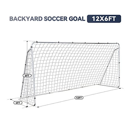 ZENY Portable Soccer Goal for Backyard,12x6 / 10x6.5 / 8x5 / 6x4 ft Kids Adults Soccer Net and Frame for Home Backyard Practice Training Goals, Soccer Training Equipment - style: 12 x 6 FT