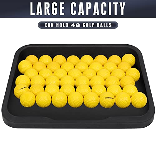 CHAMPKEY Heavy Duty Rubber Golf Ball Tray with 16 Foam Golf Balls | Excellent Durability and Stability for Indoor and Outdoor Training