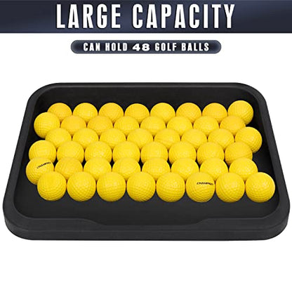 CHAMPKEY Heavy Duty Rubber Golf Ball Tray with 16 Foam Golf Balls | Excellent Durability and Stability for Indoor and Outdoor Training