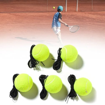 5Pcs Tennis Balls Beginner Training with Elastic String Rebounds Practice Tool Easy to Use and Tennis Trainer Replacement Tool