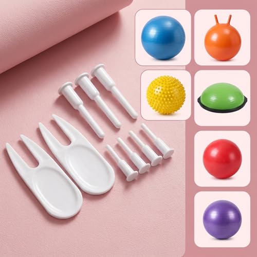 Thinp 8 Yoga Ball Replacement Plug with 2 Remover Tools, Pilates Ball Air Stopper Plugs Kit for Exercise Balls Yoga Balls Air Plug Pin
