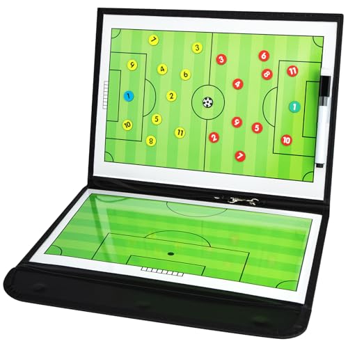 Foldable Magnetic Soccer Coaching Board, Portable Football Tactics Strategy Board with Dry Erase Markers and Magnetic Markers for Coaches Training, Great Gift for Kids Soccer Coach.