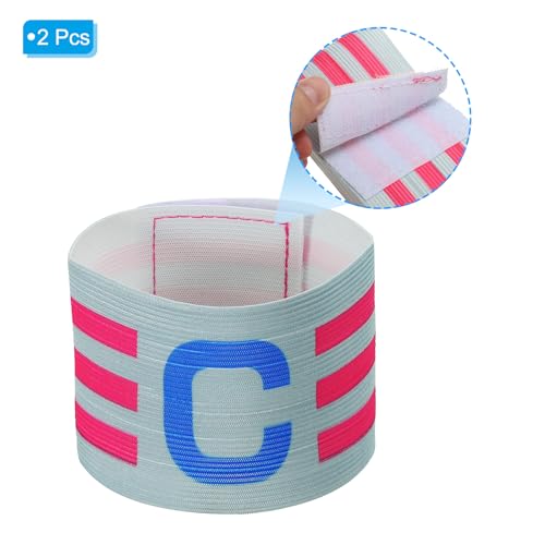 PATIKIL 12.2x2.5 Soccer Captain C Armband, 2 Pack Nylon Unisex Elastic Arm Badge Adjustable for Youth Adult Team Training, Grey
