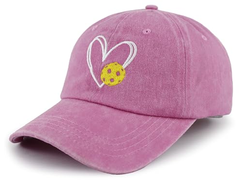 Pickleball Baseball Cap for Men Women, Funny Adjustable Embroidered Cotton Outdoor Sport Pickle Ball Heart Hat - color: Pink