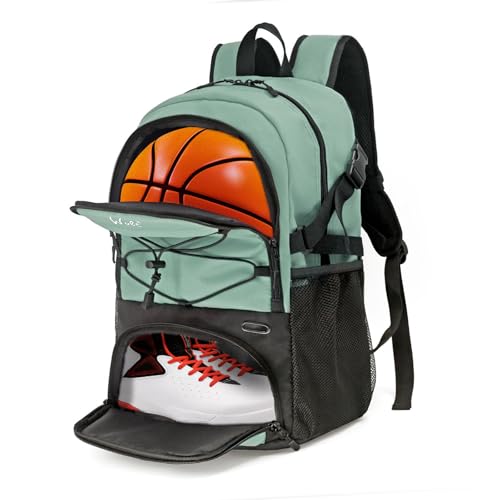 WOLT Basketball Backpack Large Sports Bag with Separate Ball Holder & Shoes Compartment, Best for Basketball, Soccer,Gym