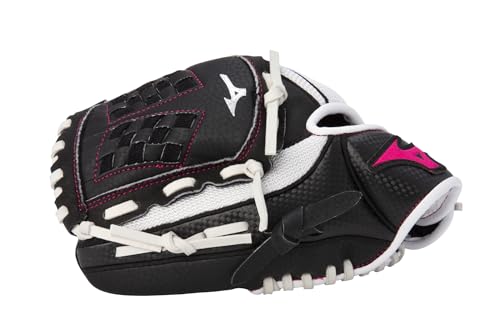 Mizuno Prospect Finch Youth - color: White/Black/Pink Trident Web, size: 10"|Ages 3-6