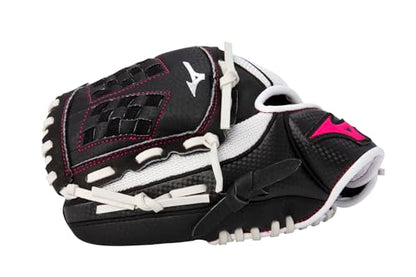 Mizuno Prospect Finch Youth - color: White/Black/Pink Trident Web, size: 10"|Ages 3-6