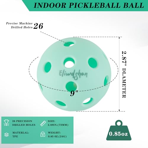 Indoor Pickleball Balls|Crack-Resistant| 26 Holes | 6Pack, 12 Pack |Made to USAPA Standards | Aerodynamics| High Bounce Durable Practice Pickle Ball for Beginner Intermediate Player - color: light blue-12 pack