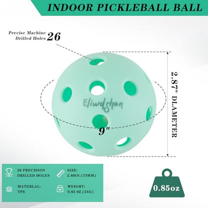 Indoor Pickleball Balls|Crack-Resistant| 26 Holes | 6Pack, 12 Pack |Made to USAPA Standards | Aerodynamics| High Bounce Durable Practice Pickle Ball for Beginner Intermediate Player - color: light blue-12 pack