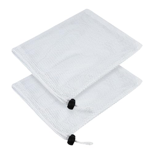 2 Pcs 35x40cm Drawstring Organizer Storage Bags White Sports Ball Bags See Through Mesh Bags Net Tote Bags Gym Equipment Mesh Bags with Cord Lock Closure