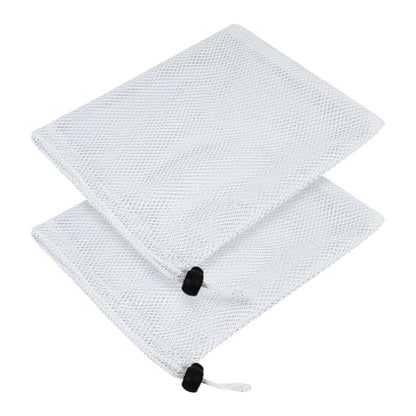 2 Pcs 35x40cm Drawstring Organizer Storage Bags White Sports Ball Bags See Through Mesh Bags Net Tote Bags Gym Equipment Mesh Bags with Cord Lock Closure