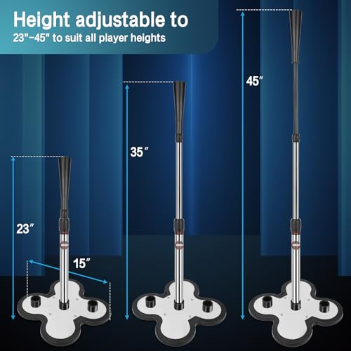 Heavy Duty Baseball and Softball Portable Baseball Tee.10lb Heavy Weight Base. Professional Hitting Tee for Baseball/Softball. Easy Height Adjustment (23"-45") - color: 3 Position