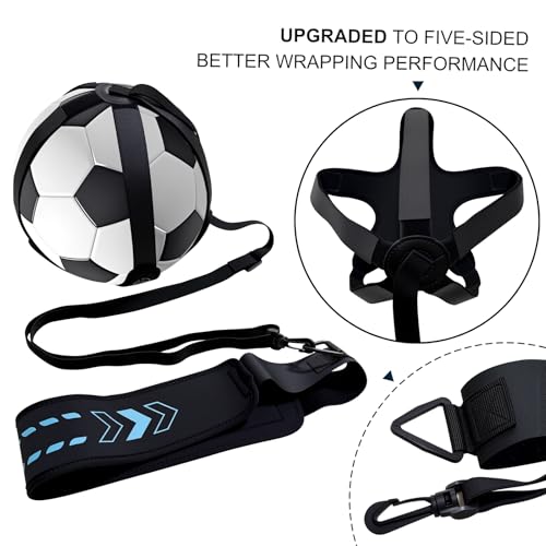 Soccer Training Equipment Football Kick Solo Trainer Adjustable Waist Belt Elastic Rope, Aids Hands Free Throw Sole Practice Fits Ball 3, 4, 5 and Volleyball Rugby (Blue) - color: Blue