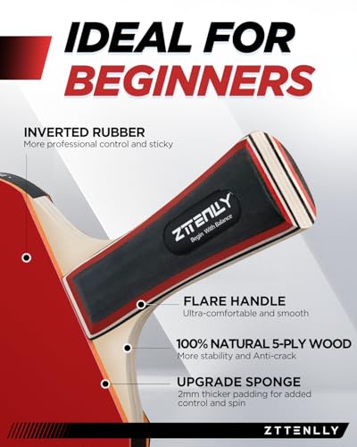 Ping Pong Paddles with Balls - Better Control & Sticky Inverted Rubber - Table Tennis Paddles Set for Indoor & Outdoor Games