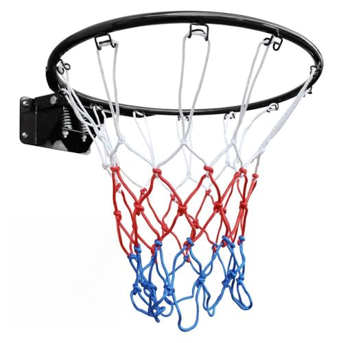 Basketball Rim Replacement Standard 18" Steel Rim Wall Mounted Basketball Goal Hoop with Net for Indoor Outdoor - color: Black1