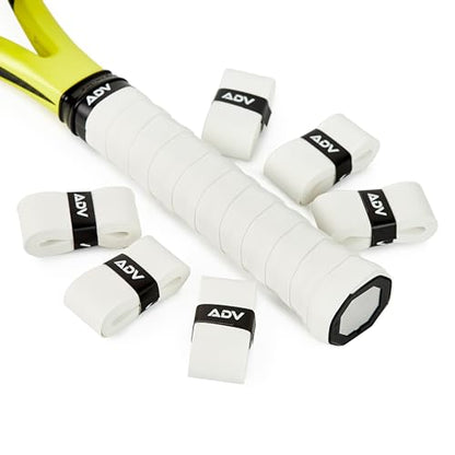 ADV Dry Tennis Overgrip Tape - 3, 6, 12, 30, 60 Pack - FeltTac Tennis Racket Grip Tape - Ultra Absorbent Tennis Grip Tape - Comfort Tennis Racket Grips - Tennis Grips Overgrip - color: 6-Pack White