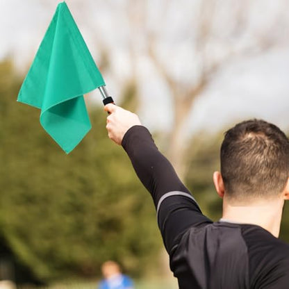 4Pcs Sports Referee Flags, Stainless Steel Pole with Sponge Grip, High Visibility Signal Tool for Soccer Football Volleyball Track Competition