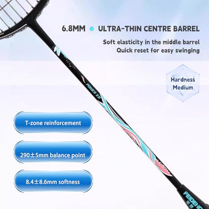 Badminton Rackets,Badminton Racket Set,Both Offensive and Defensive,Composite Carbon Ultra Light 82g Professional Training Racket,Including 2 Rackets,2 Shuttlecocks,and 1 Bag - color: FD-black